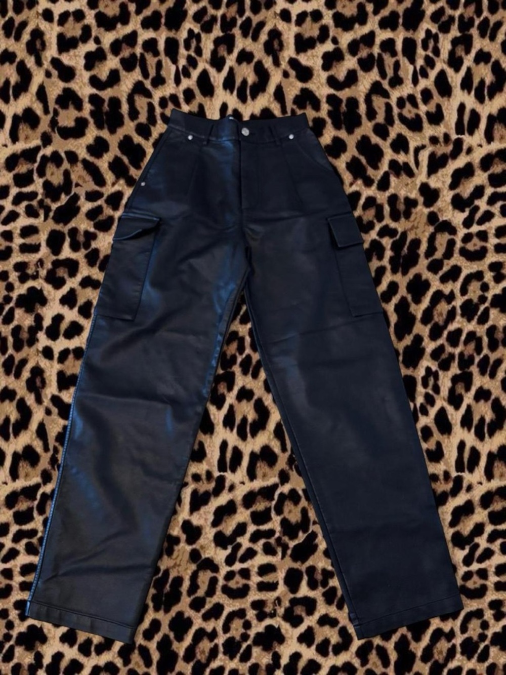 ASOS Black Faux Leather Cargo Pants